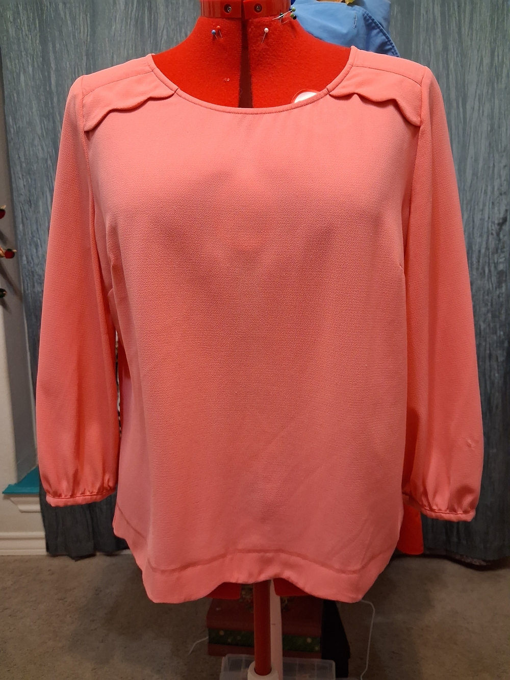 Women's Coral Pink Blouse - Classic Round Neck